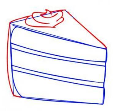 Как нарисовать кусочек торта карандашом поэтапно?