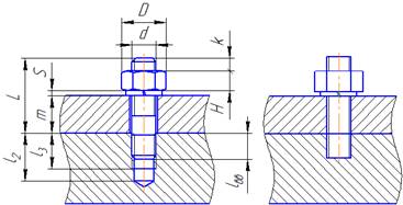 Чертеж шпилечного соединения