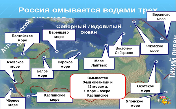 Названия внутренних морей на карте