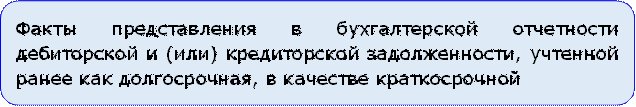 Факты представления в бухгалтерской отчетности дебиторской и (или) кредиторской задолженности, учтенной ранее как долгосрочная, в качестве краткосрочной 