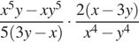  дробь: чис­ли­тель: x в сте­пе­ни 5 y минус xy в сте­пе­ни 5 , зна­ме­на­тель: 5 левая круг­лая скоб­ка 3y минус x пра­вая круг­лая скоб­ка конец дроби умно­жить на дробь: чис­ли­тель: 2 левая круг­лая скоб­ка x минус 3y пра­вая круг­лая скоб­ка , зна­ме­на­тель: x в сте­пе­ни 4 минус y в сте­пе­ни 4 конец дроби 