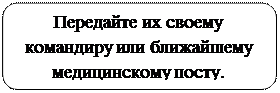 Скругленный прямоугольник: Передайте их своему командиру или ближайшему медицинскому посту.