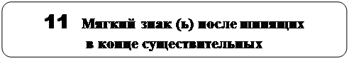 Скругленный прямоугольник: 11  Мягкий знак (ь) после шипящих                         в конце существительных

