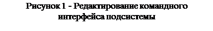 Надпись: Рисунок 45 - Редактирование командного 
интерфейса подсистемы
