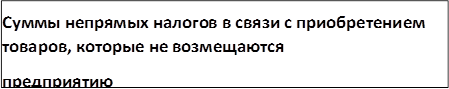 Суммы непрямых налогов в связи с приобретением товаров, которые не возмещаются
предприятию
