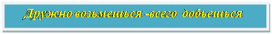 Надпись:     Дружно возьмешься -всего добьешься


