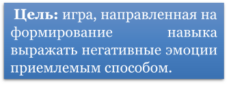  Цель: игра, направленная на формирование навыка выражать негативные эмоции приемлемым способом.