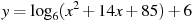 y=\log_6(x^2+14x+85)+6