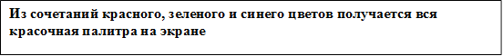 Из сочетаний красного, зеленого и синего цветов получается вся красочная палитра на экране