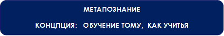 МЕТАПОЗНАНИЕ
КОНЦПЦИЯ:   ОБУЧЕНИЕ ТОМУ,  КАК УЧИТЬЯ
