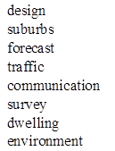 design
suburbs
forecast
traffic
communication
survey
dwelling
environment
