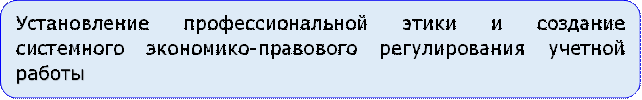 Установление профессиональной этики и создание системного экономико-правового регулирования учетной работы

