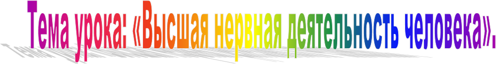 Тема урока: «Высшая нервная деятельность человека».