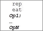 repeat
Op1;
…
OpN
until U
