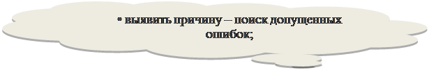 Выноска-облако: • выявить причину – поиск допущенных ошибок;

