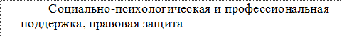 	           Социально-психологическая и профессиональная  
	      поддержка, правовая защита
