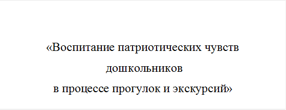 «Воспитание патриотических чувств
 дошкольников
в процессе прогулок и экскурсий»


