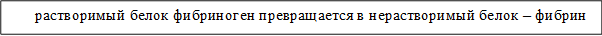 растворимый белок фибриноген превращается в нерастворимый белок – фибрин

