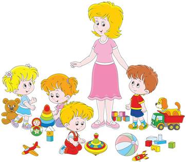 Playing children and kindergarten teacher vector image on (с ...