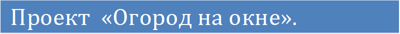 Проект  «Огород на окне».