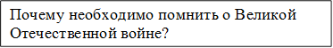 Почему необходимо помнить о Великой Отечественной войне?