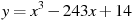 y=x^3 -243x+14