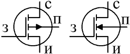 УГО полевых МОП-транзисторов с индуцированным каналом
