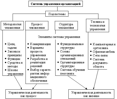 Структура элементов системы управления организацией