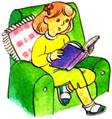 девочка читает в кресле