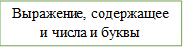 Выражение, содержащее и числа и буквы