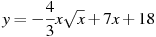 y=-\frac{4}{3}x\sqrt{x} +7x+18