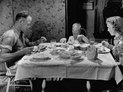 Family eating high tea