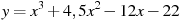 y=x^3 +4,5x^2-12x-22