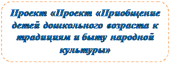 Скругленный прямоугольник: Проект «Проект «Приобщение детей дошкольного возраста к традициям и быту народной культуры»