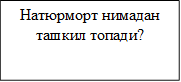 Натюрморт нимадан ташкил топади?