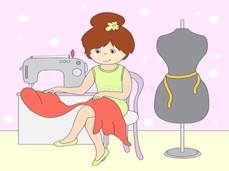 https://thumbs.dreamstime.com/b/pretty-cute-seamstress-sitting-sewing-machine-mannequ-mannequin-standing-girl-vector-illustration-57431432.jpg