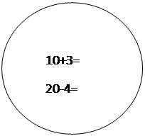 Овал: 10+3=	
	1
      10+3=
      20-4=
