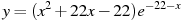 y=(x^2 +22x -22)e^{-22-x}