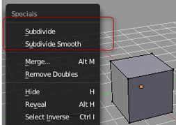 Доступ к инструменту Subdivide