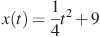 x(t)=\frac{1}{4}t^2 +9