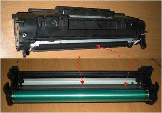 Картридж лазерного принтера в разобранном состоянии