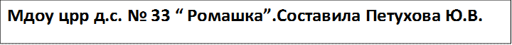 Мдоу црр д.с. № 33 “ Ромашка”.Составила Петухова Ю.В.

Составила 
