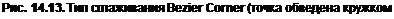 Text Box: Рис. 14.13. Тип сглаживания Bezier Corner (точка обведена кружком) 