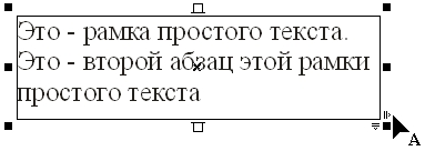 Стилизованные стрелки и указатель временно активизированного инструмента Shape при работе с рамкой простого текста