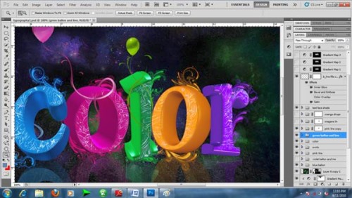 Создание красочного текстового 3d эффекта в Фотошоп