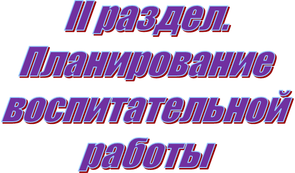 II раздел.
Планирование
воспитательной
работы