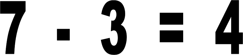7  -  3  =  4