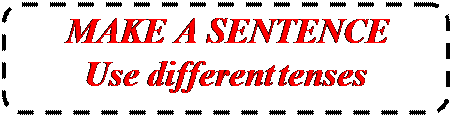 Скругленный прямоугольник: MAKE A SENTENCE
Use different tenses
