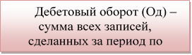 Дебетовый оборот (Од) – сумма всех записей, сделанных за период по дебету счета