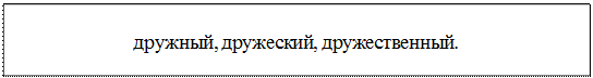 Надпись: дружный, дружеский, дружественный.